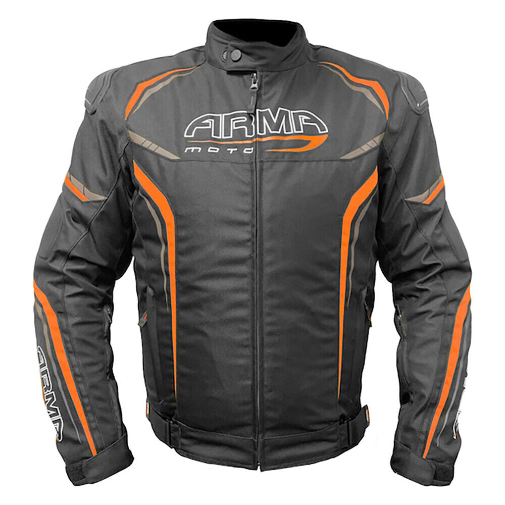 ARMR Moto Harada R Textile Waterproof Motorcycle Motorbike Jacket Black Orange