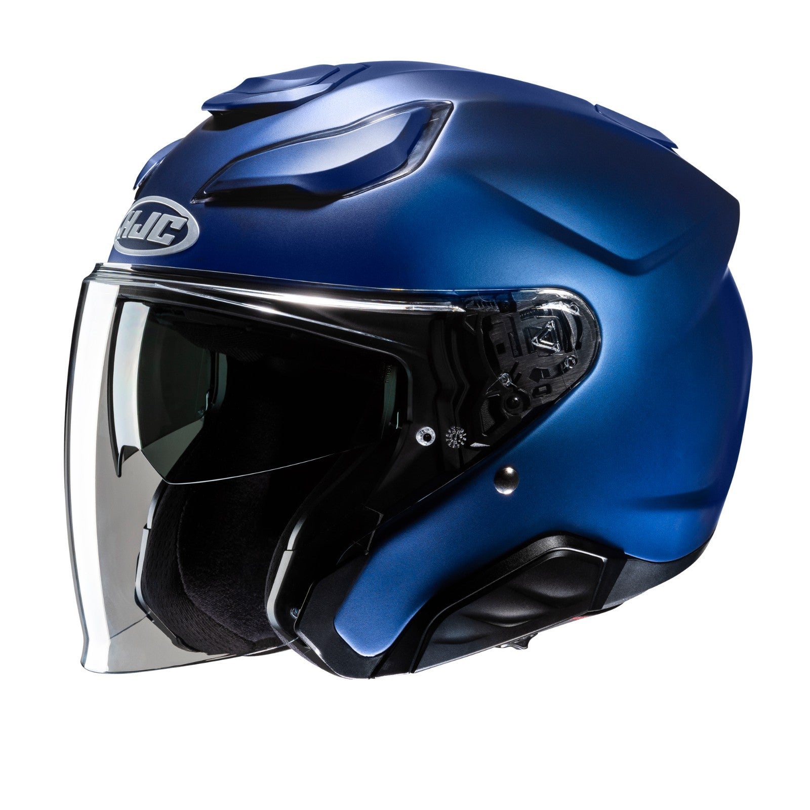 HJC F31 Satin Blue Lightweight Fibreglass Jet Open Face Motorcycle Helmet Large