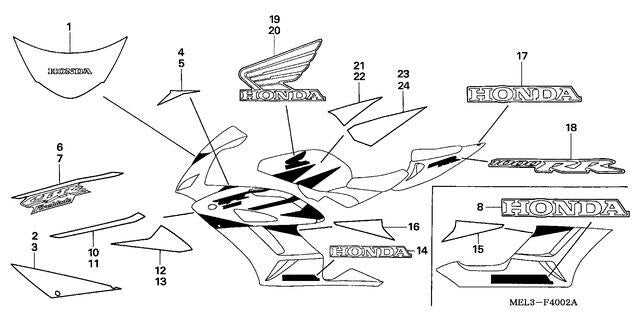 Genuine Honda CB1000R Fireblade 2005 Decal Stripe Graphic - 64817-MEL-D00ZA