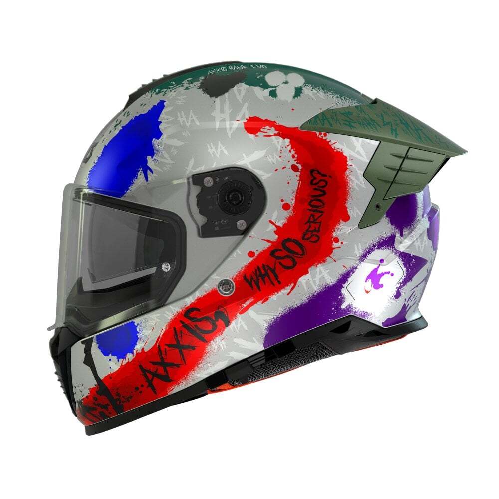 Axxis Hawk Evo SV Sick Joke ECE2206 Gloss Full Face Motorcycle Motorbike Helmet