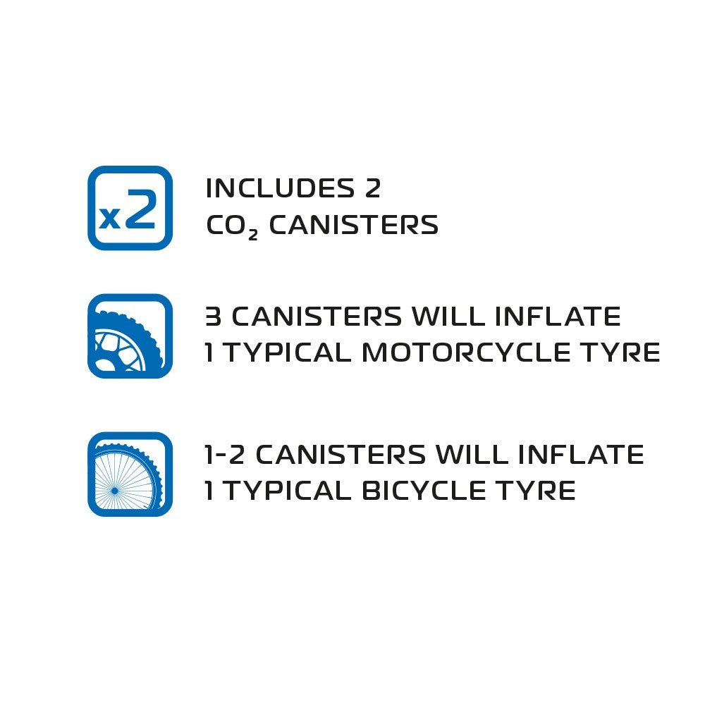 Oxford CO2 Tyre Repair Kit 2 Rapid Motorcycle Motorbike Tyre Inflator - OX721