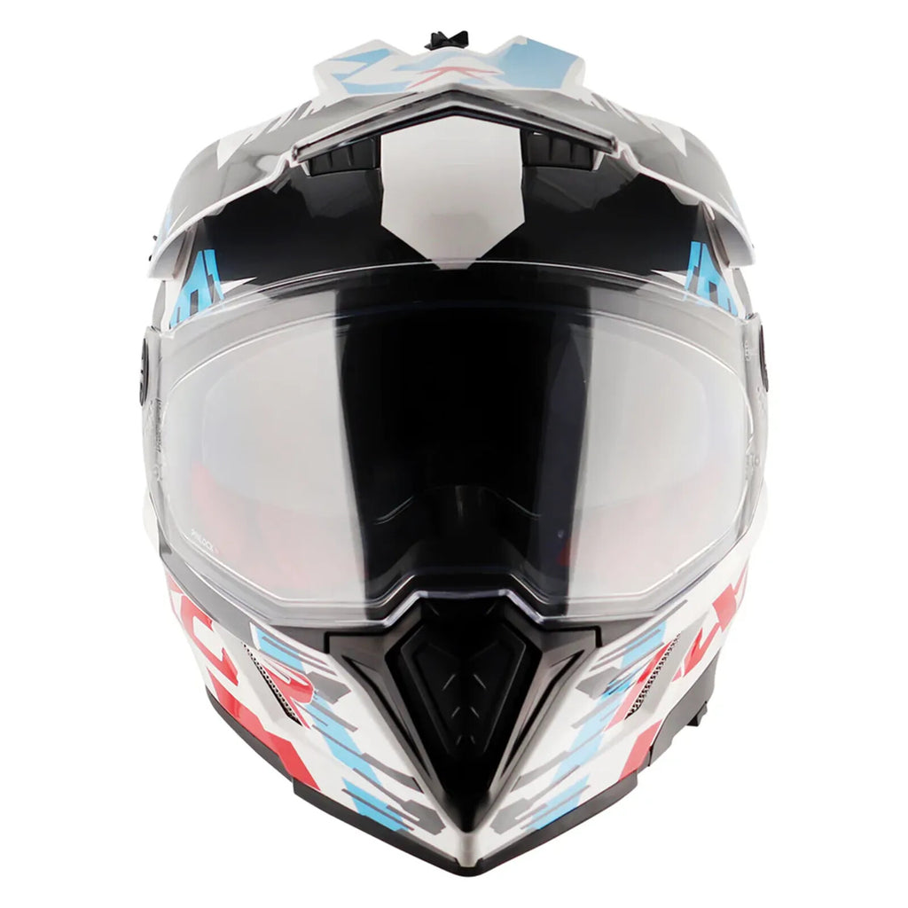 Axor X-Cross Adventure Dual Sport Helmet White Red Free Smoke Visor & Pinlock
