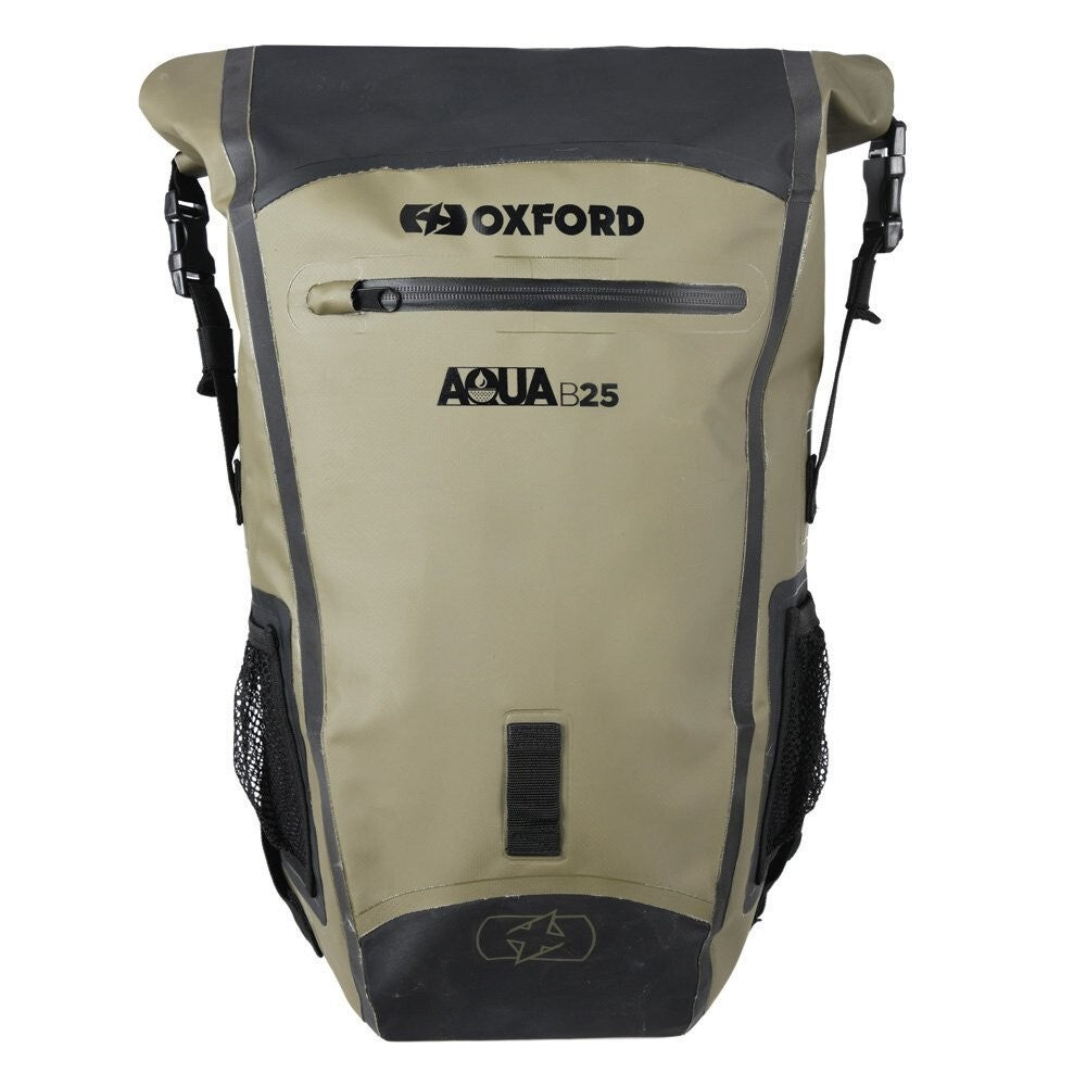 Oxford Aqua B25 Hydro Waterproof 25 Litre Motorcycle Motorbike Back Pack Khaki