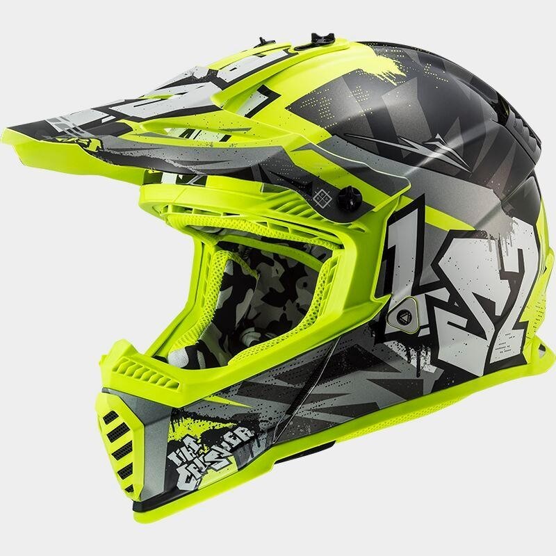 LS2 MX437 Fast Evo Mini 2 Kids ECE2206 MX Motocross Helmet Crusher Black Yellow