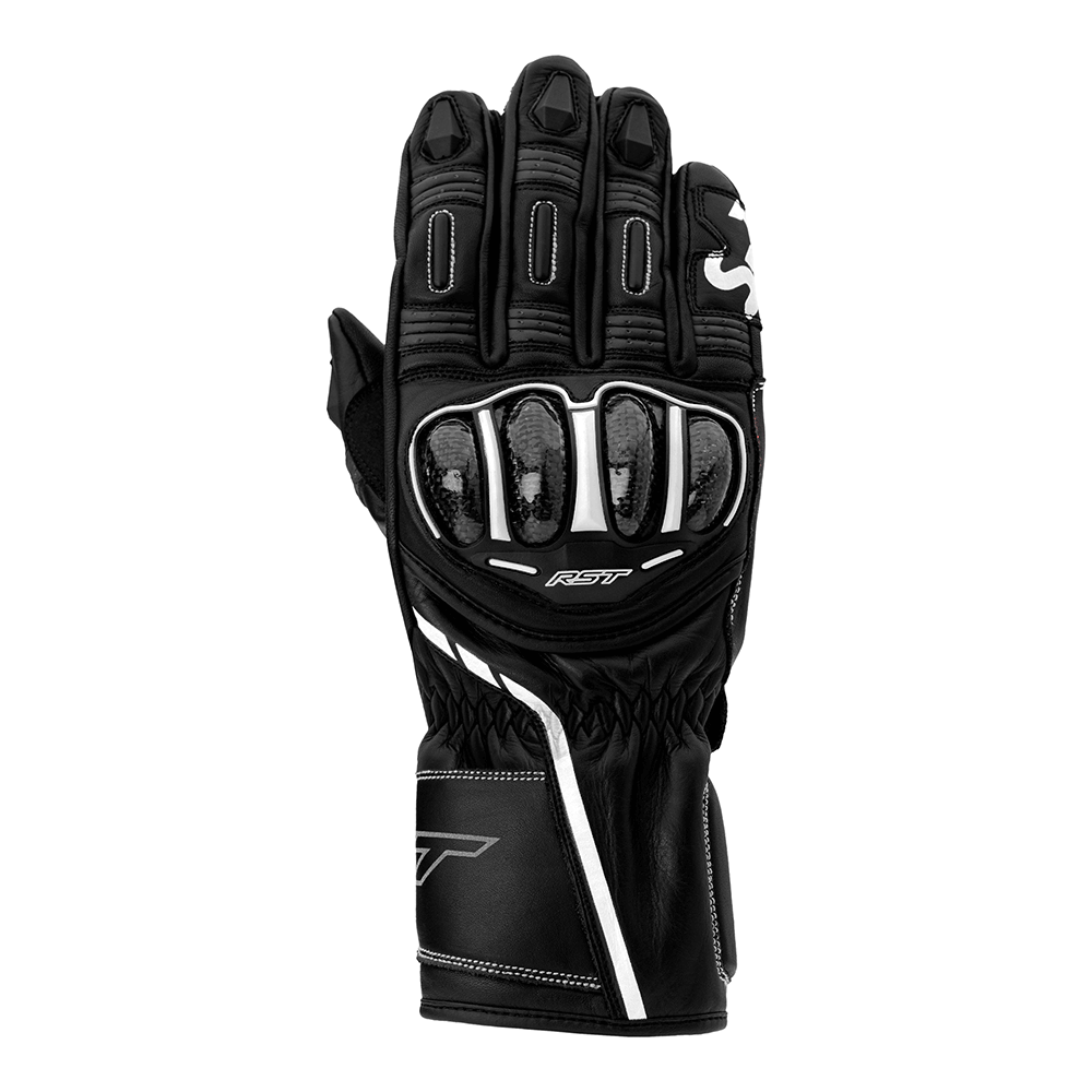 RST S-1 CE Ladies Leather Sports Motorcycle Motorbike Gloves - Black White