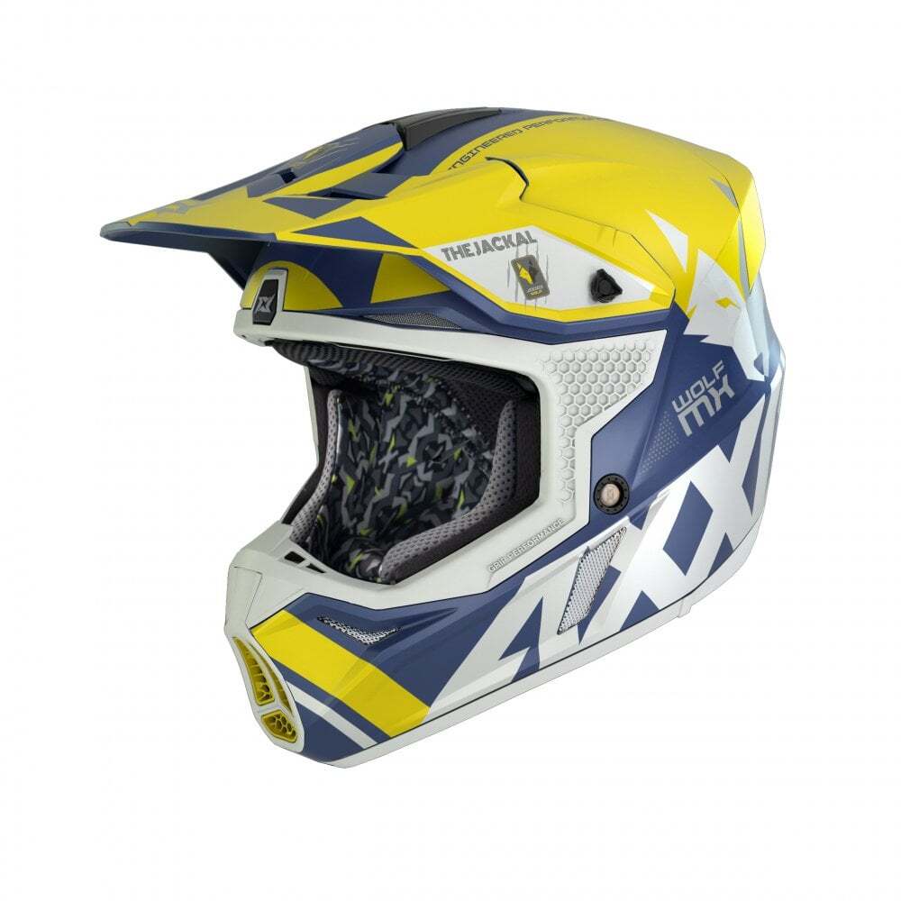 Axxis Wolf Jackal Matt Yellow MX Off Road Enduro Motorcycle Motorbike Helmet