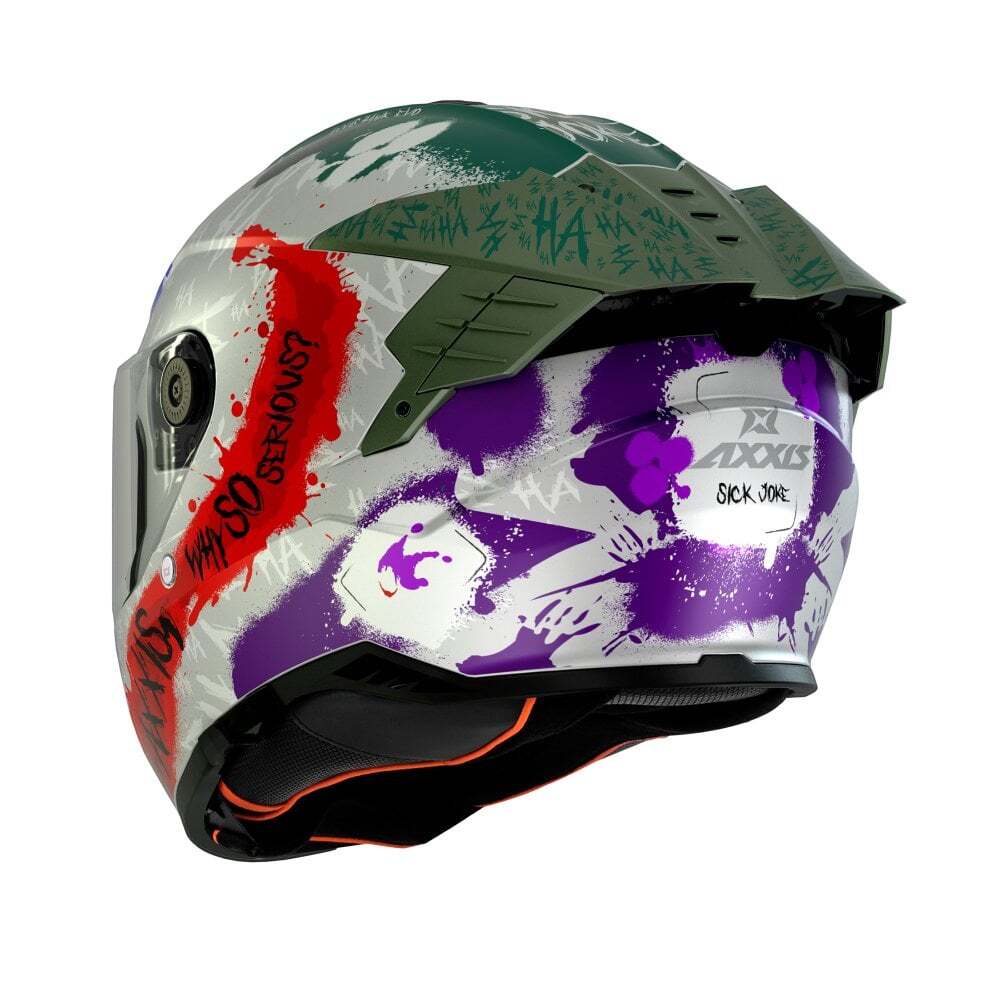 Axxis Hawk Evo SV Sick Joke ECE2206 Gloss Full Face Motorcycle Motorbike Helmet