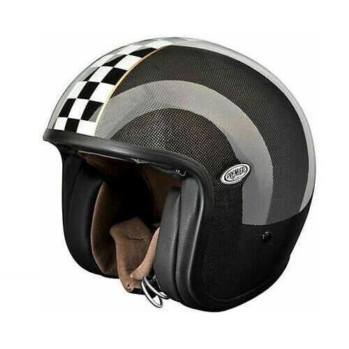 Premier Vintage Lux Titanium Open Faced Carbon Composite Motorcycle Bike Helmet