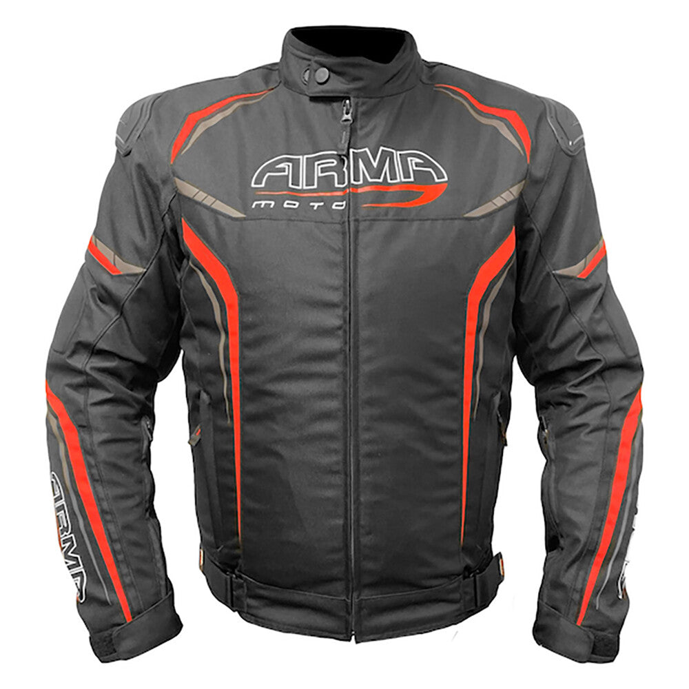 ARMR Moto Harada R Textile Waterproof Motorcycle Motorbike Jacket Black / Red
