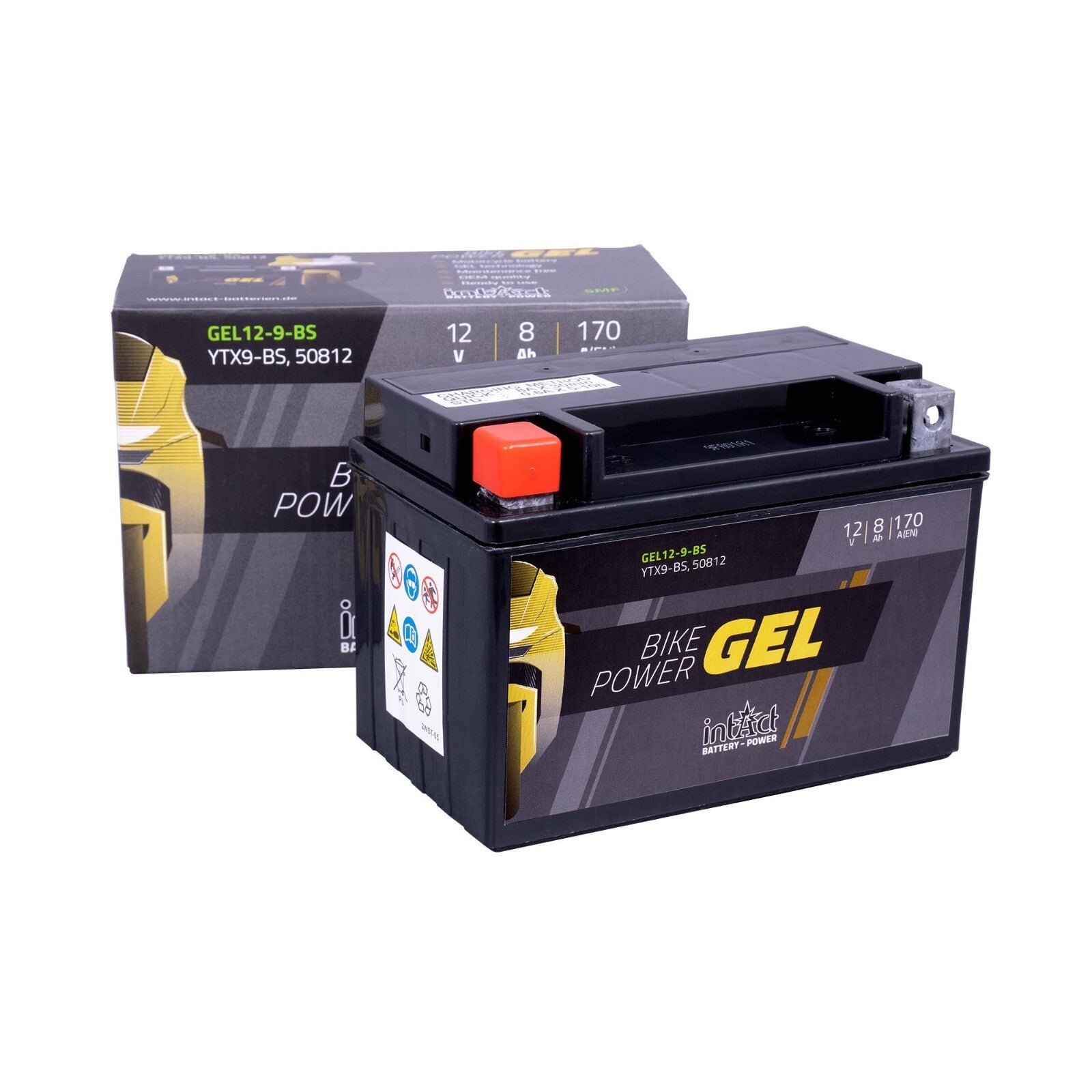 intAct YTX9-BS Gel Bike-Power Motorcycle Motorbike High Power Gel Battery