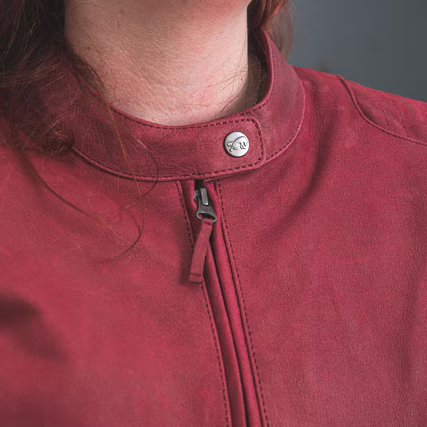Furygan Ladies Retro Motorcycle Leather Jacket Debbie - Bordeaux/Burgundy