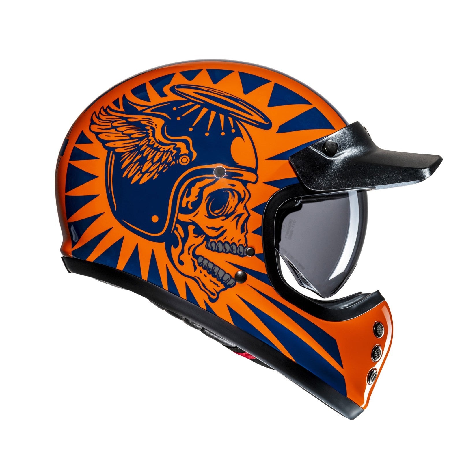 HJC V60 Flame Orange Blue Classic ECE2206 Open Face Motorcycle Motorbike Helmet