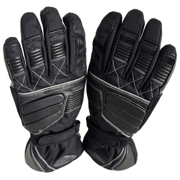 Weise Grid Waterproof Leather Textile Mix Motorcycle Motorbike Glove - Black