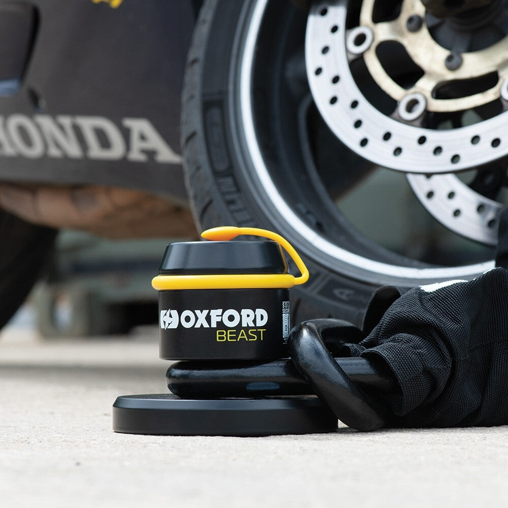 Oxford Beast Motorcycle Motorbike Sold Secure Diamond Floor Ground Lock - LK115
