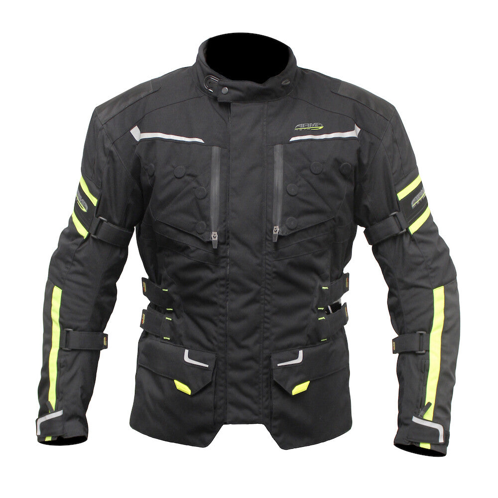 ARMR Kumaji 2 Waterproof Motorcycle Motorbike Adventure Jacket Black Fluo Yellow
