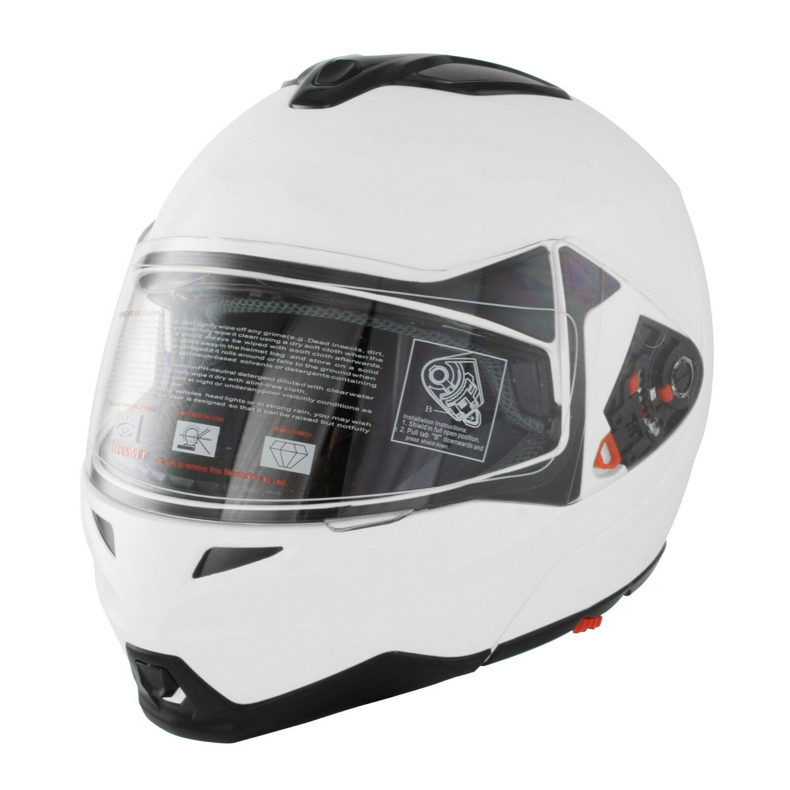 GSB G-339 Adult Flip Road Motorcycle Motorbike Helmet Plain White Gloss