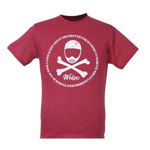 Weise Skull Motorcycle Style Casual Short Sleeve Tee T-Shirt - Cardinal Red