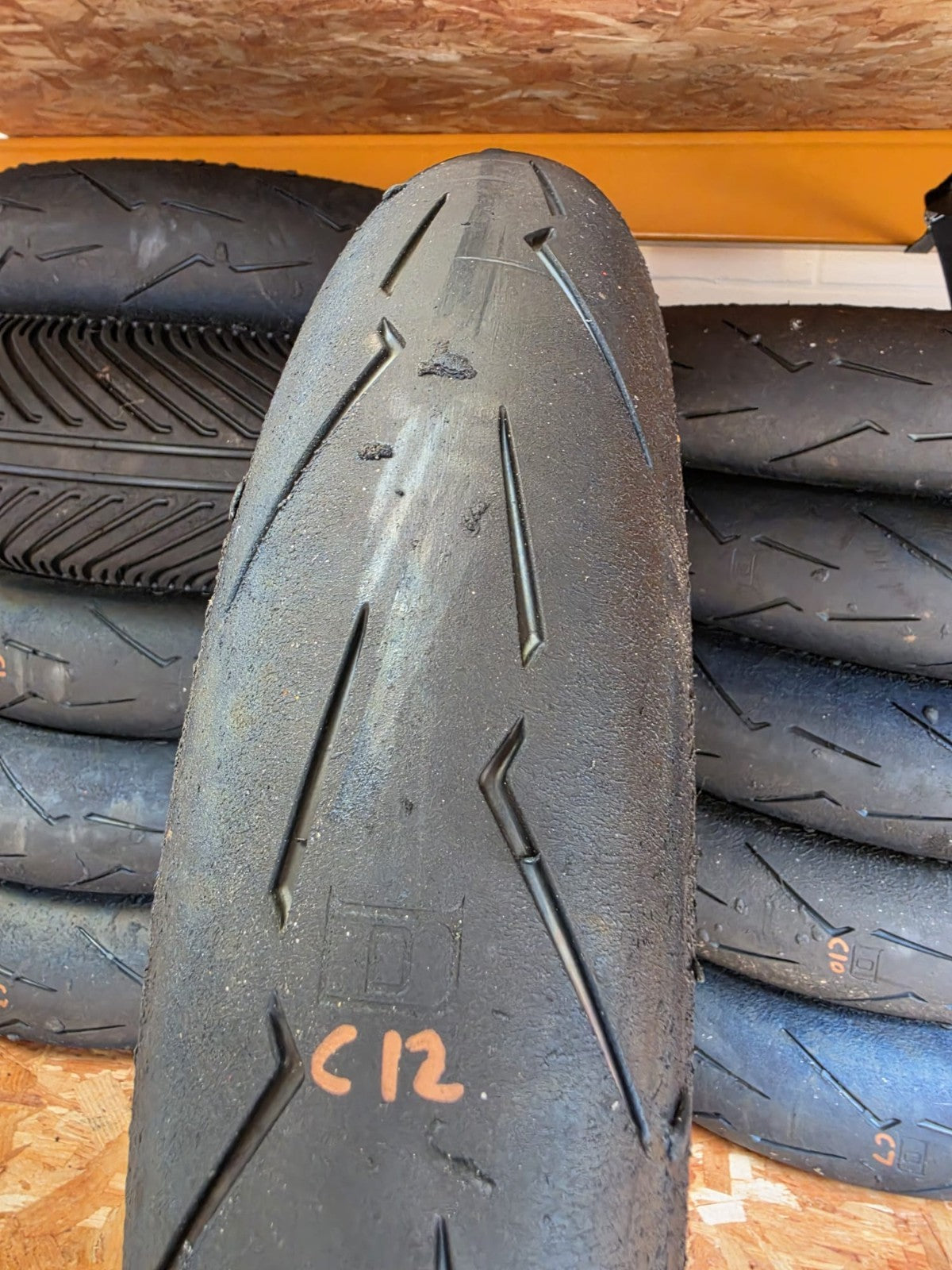 Pirelli Diablo Supercorsa SC1 V4 120/70-17 Grade A worn front BSB scrub tyre