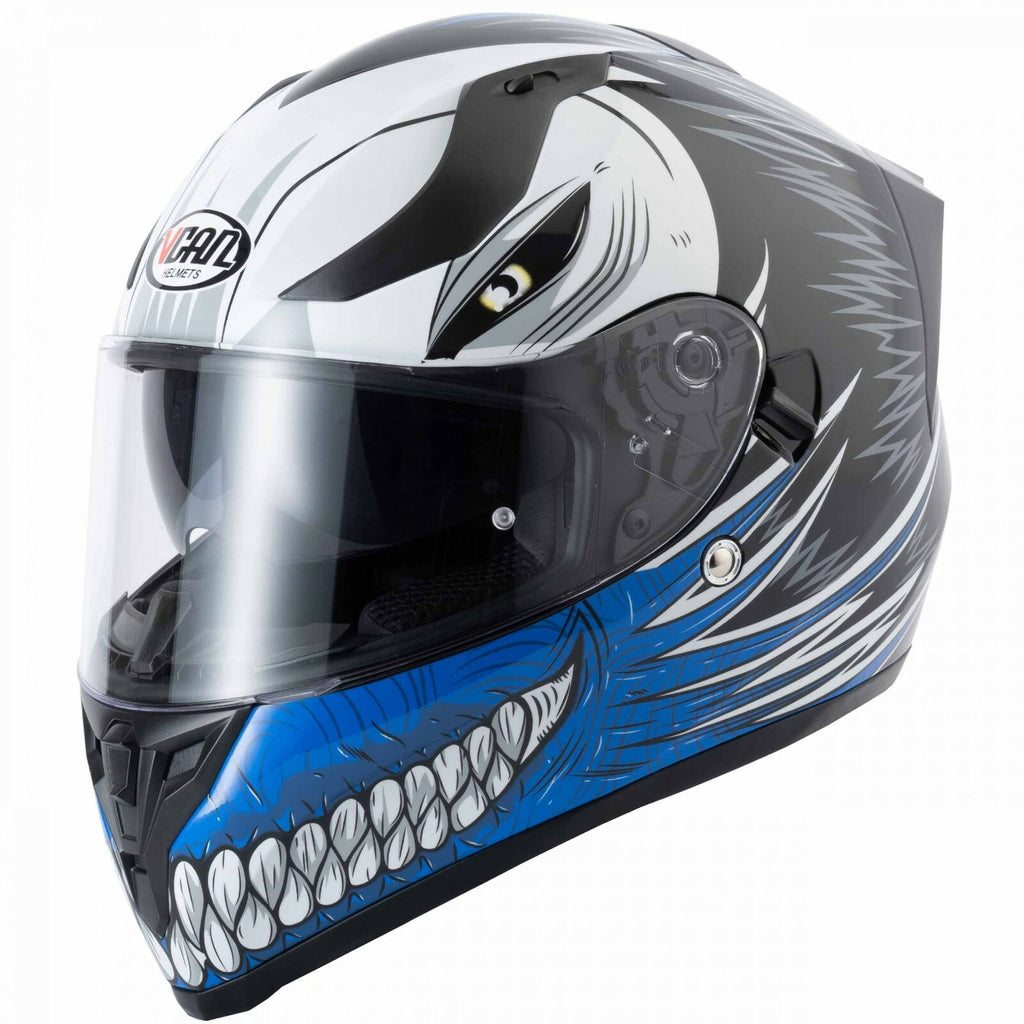 VCAN V128 Full Face Hollow Blue ACU Gold Motorcycle Motorbike Helmet