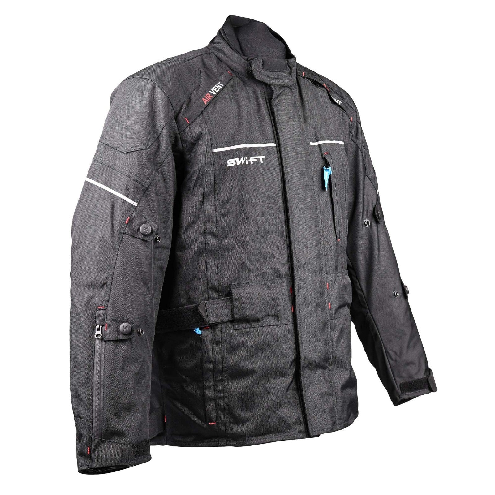 Swift S1 Textile Moto Motorcycle WaterProof Road Jacket - Black - XL & 2XL