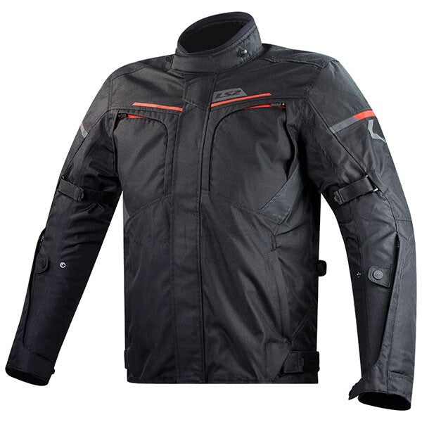 LS2 Endurance Waterproof Motorcycle Motorbike Textile Jacket - Black / Red - XL