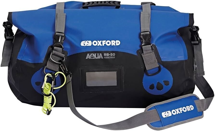 Oxford AQUA RB-50 Waterproof Marine Motorcycle 50 Litre Roll Bag - Black Blue