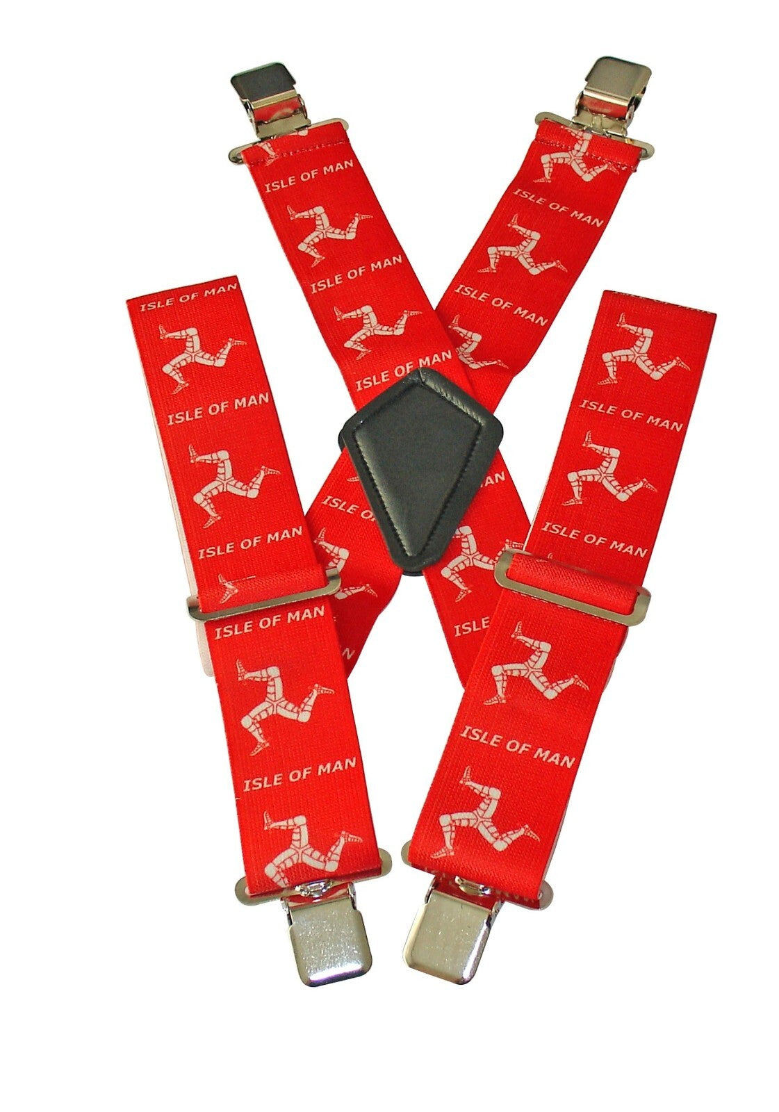 Bike It Isle of Man Red Motorcycle Motorbike Trouser Pants Jeans Braces