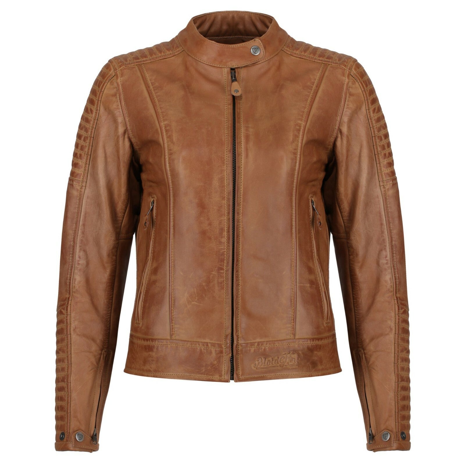 Motogirl Valerie Ladies Leather Motorcycle Motorbike CE AA Rated Jacket - Camel