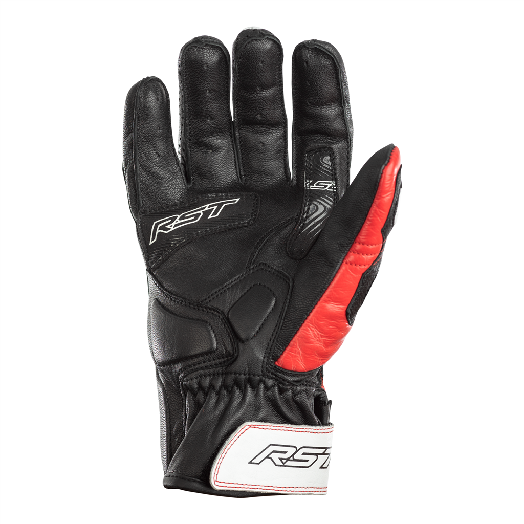 RST Stunt III CE Leather Mid Cuff Sports Motorcycle Motorbike Gloves Black Red