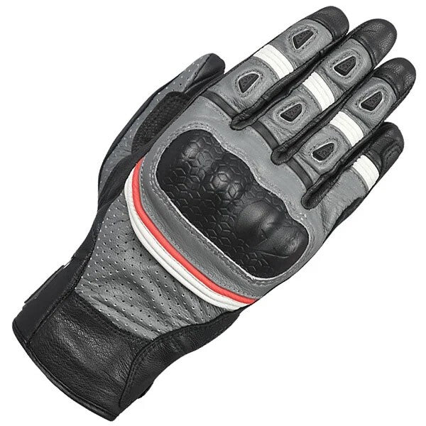 Oxford Hawker Leather Adventure Vented Motorcycle Motorbike Glove Black Charcoal