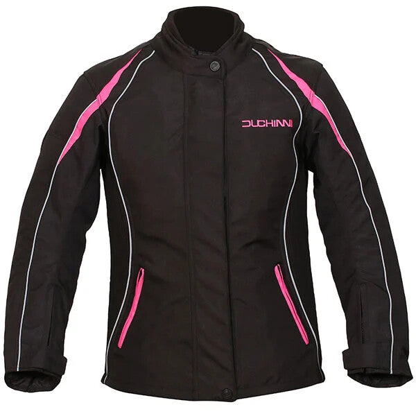 Duchinni Ladies Vienna Motorcycle Motorbike Waterproof Textile Jacket Black Pink