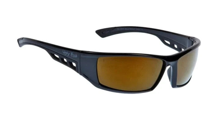 Ugly Fish RS4077 Motorcycle Motorbike Sunglasses - Matt Black Frame/Gold Lens