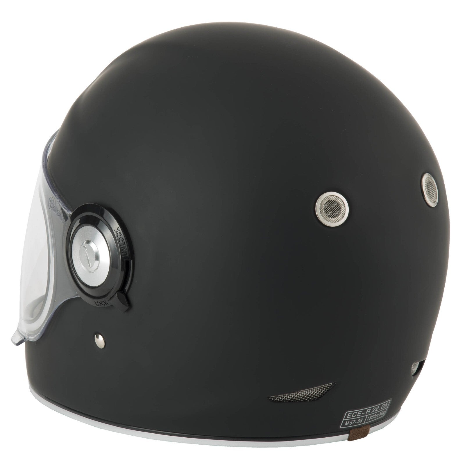 Vcan H135 Fiberlass Retro Style ECE2206 Motorcycle Motorbike Helmet Matt Black
