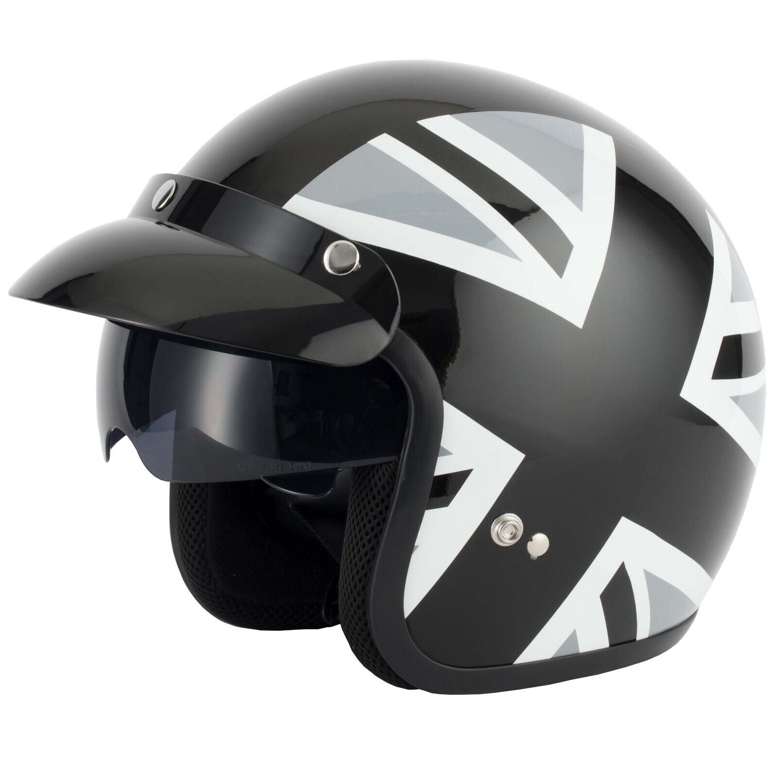 VCAN V537 Classic Retro Style Open Face Motorcycle Motorbike Helmet - Union Jack
