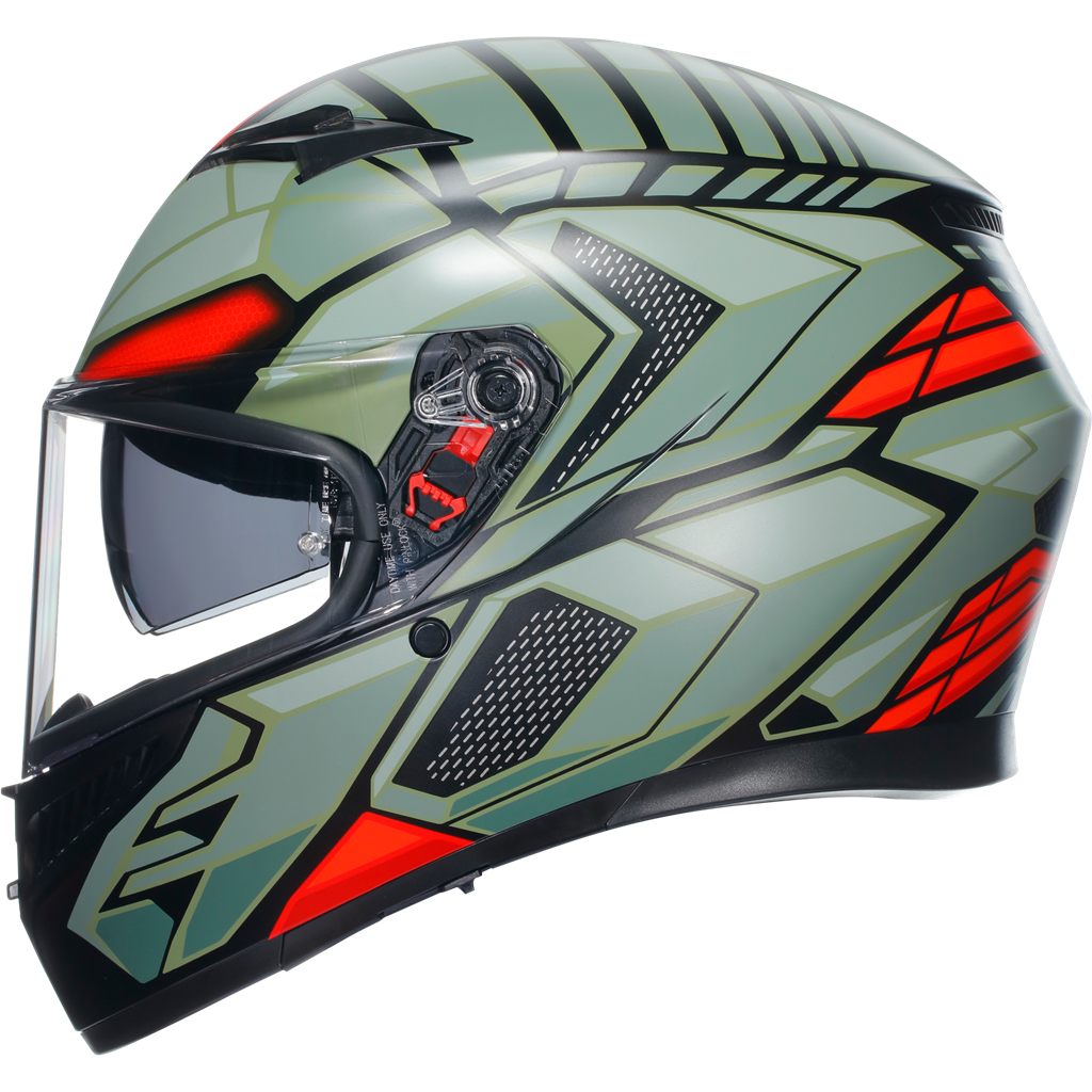 AGV K3 Decept Matt Black Green Red ECE2206 Full Face Motorcycle Motorbike Helmet