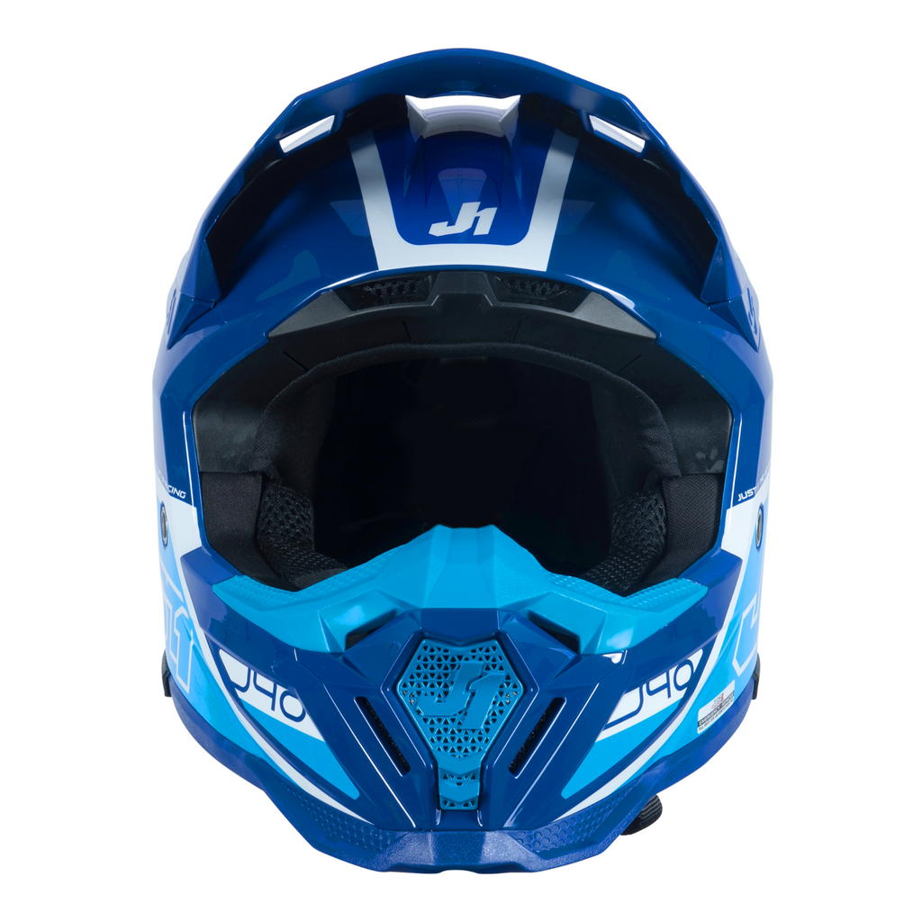 Just1 J40 Motocross Motorcycle Motorbike Helmet Flash White / Blue