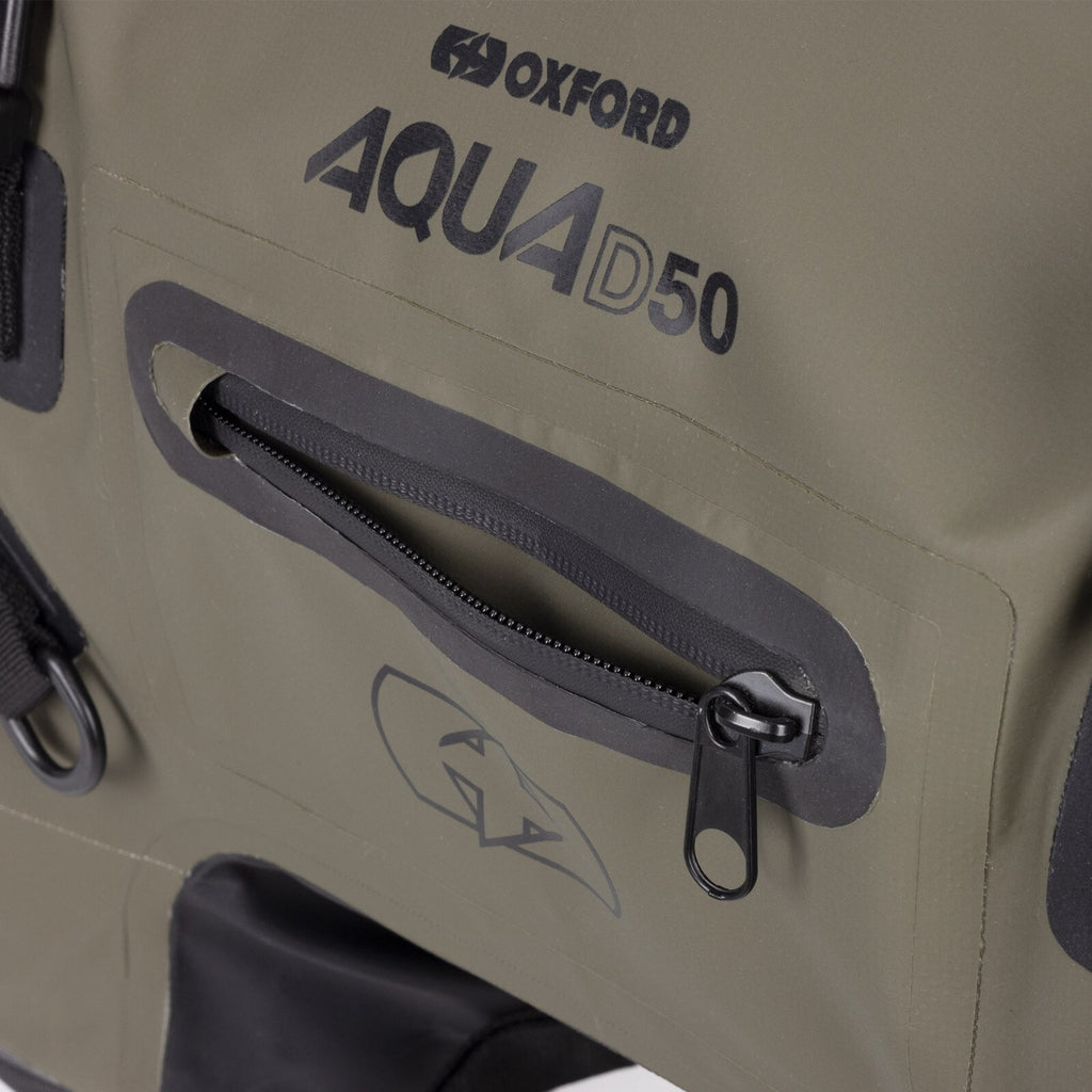 Oxford Aqua D-50 Waterproof Motorcycle Motorbike Saddle Duffel Bag Khaki Black