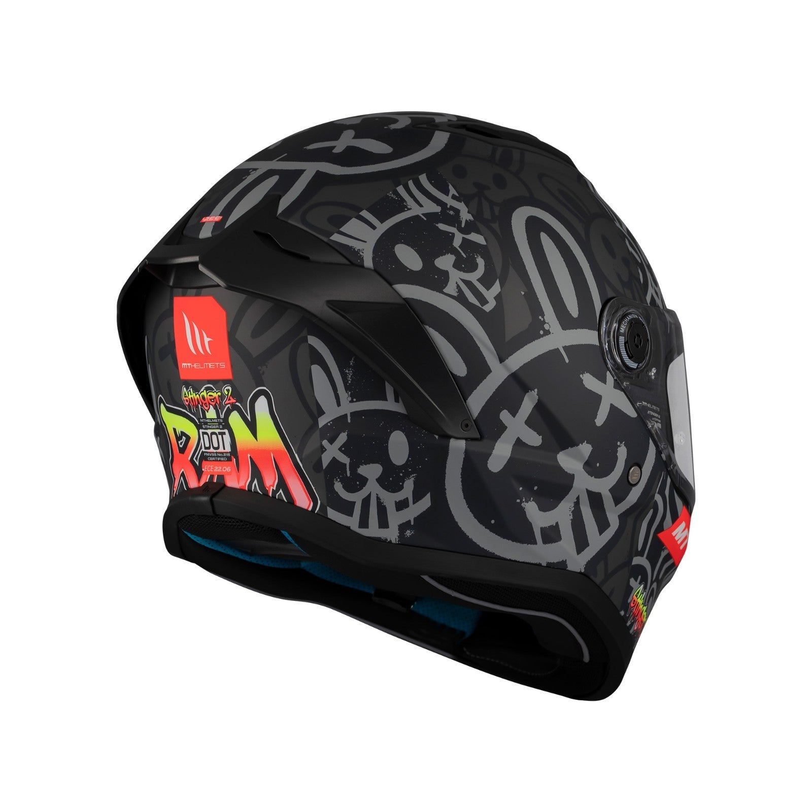 MT Stinger 2 Ram Matt Black Full Face ECE2206  Motorcycle Motorbike Helmet