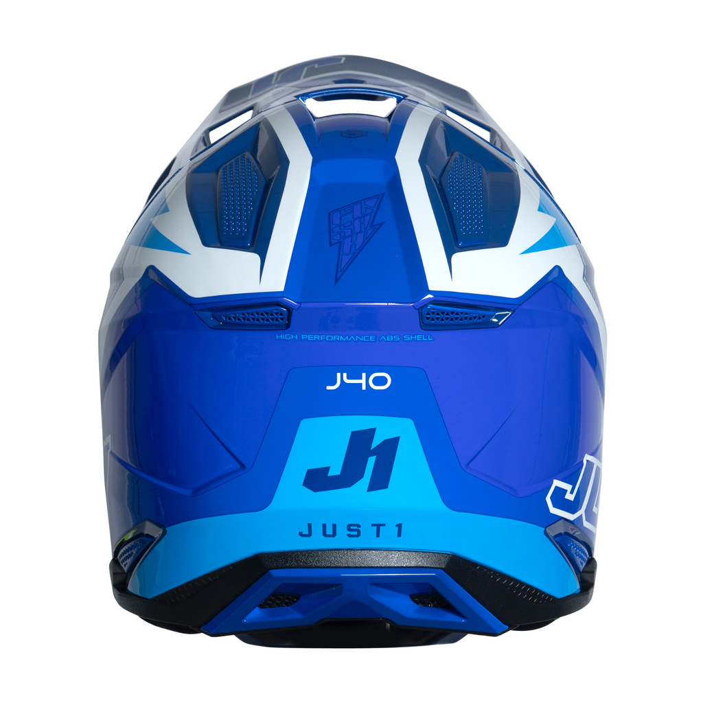 Just1 J40 Motocross Motorcycle Motorbike Helmet Flash White / Blue
