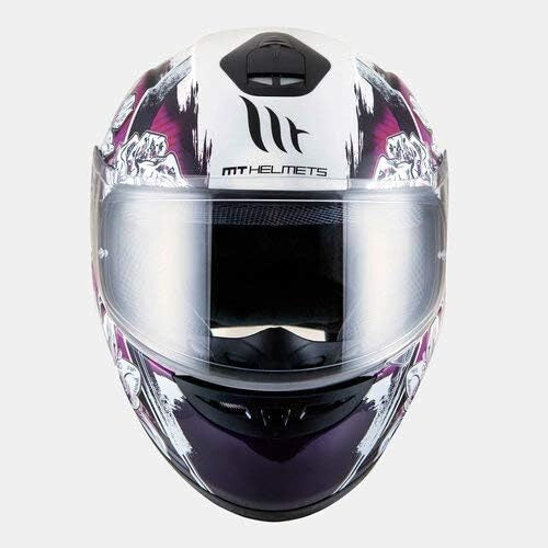 MT Thunder Wild Garden Gloss Pearly White Purple Kids Youth Motorbike Helmet - L