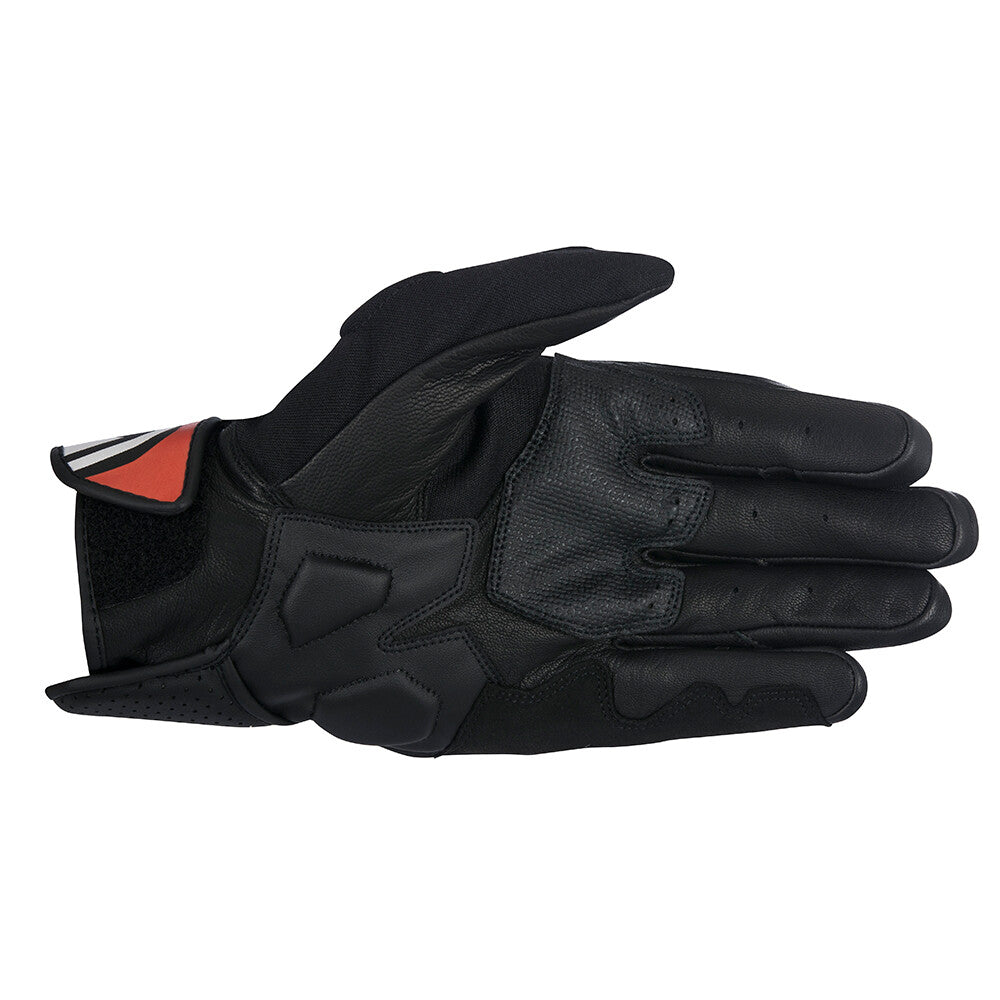Alpinestars Booster Mens Short Leather Motorcycle Motorbike Gloves - Black Red