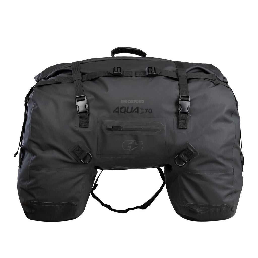 Oxford Aqua D-70 Waterproof Motorcycle Motorbike Saddle Duffel Roll Bag Black