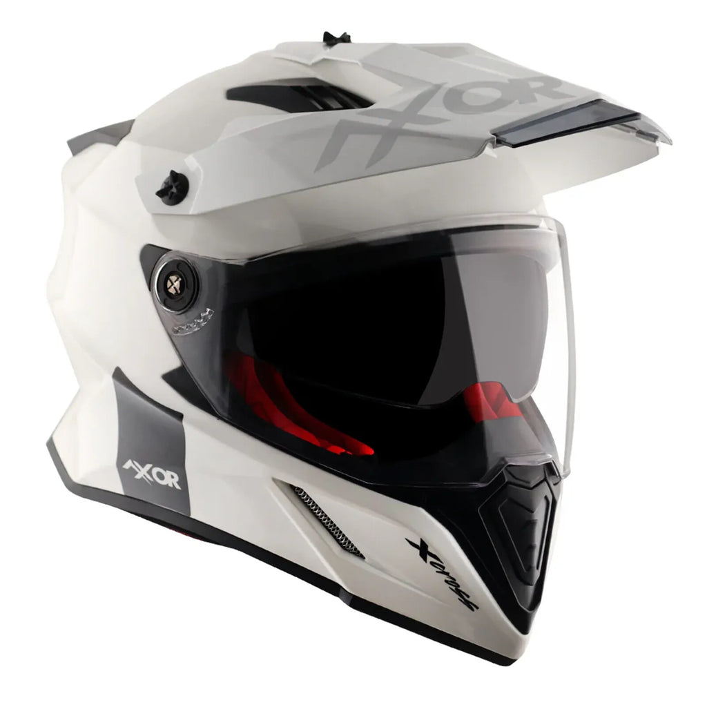 Axor X-Cross Adventure Dual Sport Helmet White Gloss, Free Smoke Visor & Pinlock