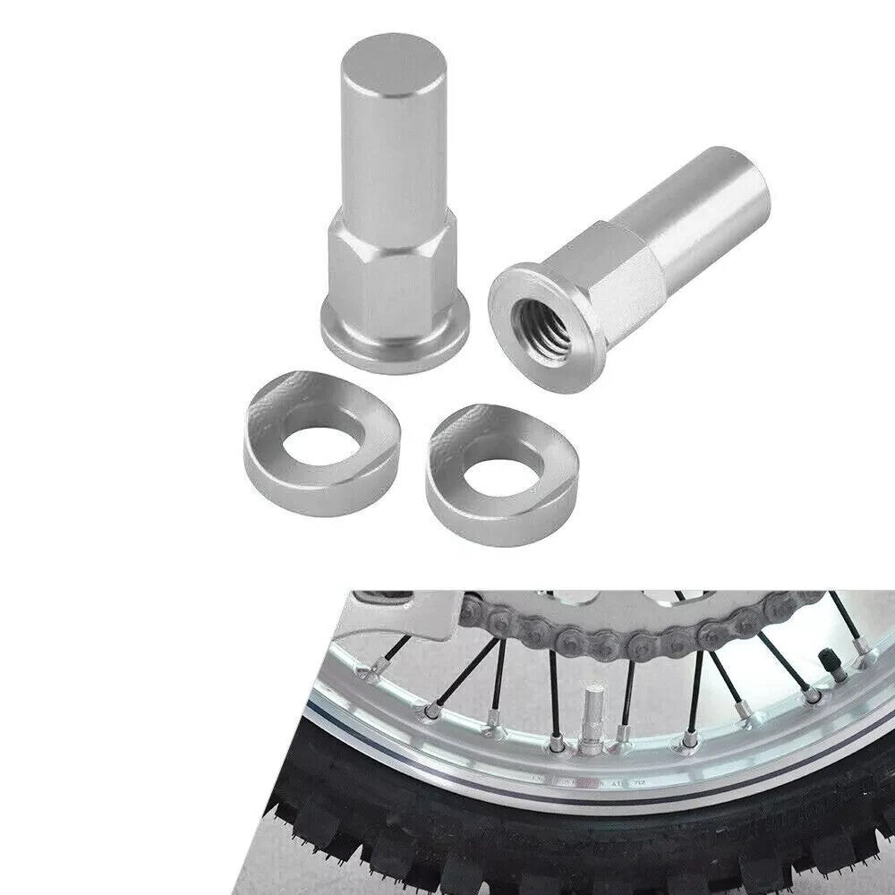 Bike It Motocross MX Enduro Rim Lock Nut Kit Silver - 2 Pieces