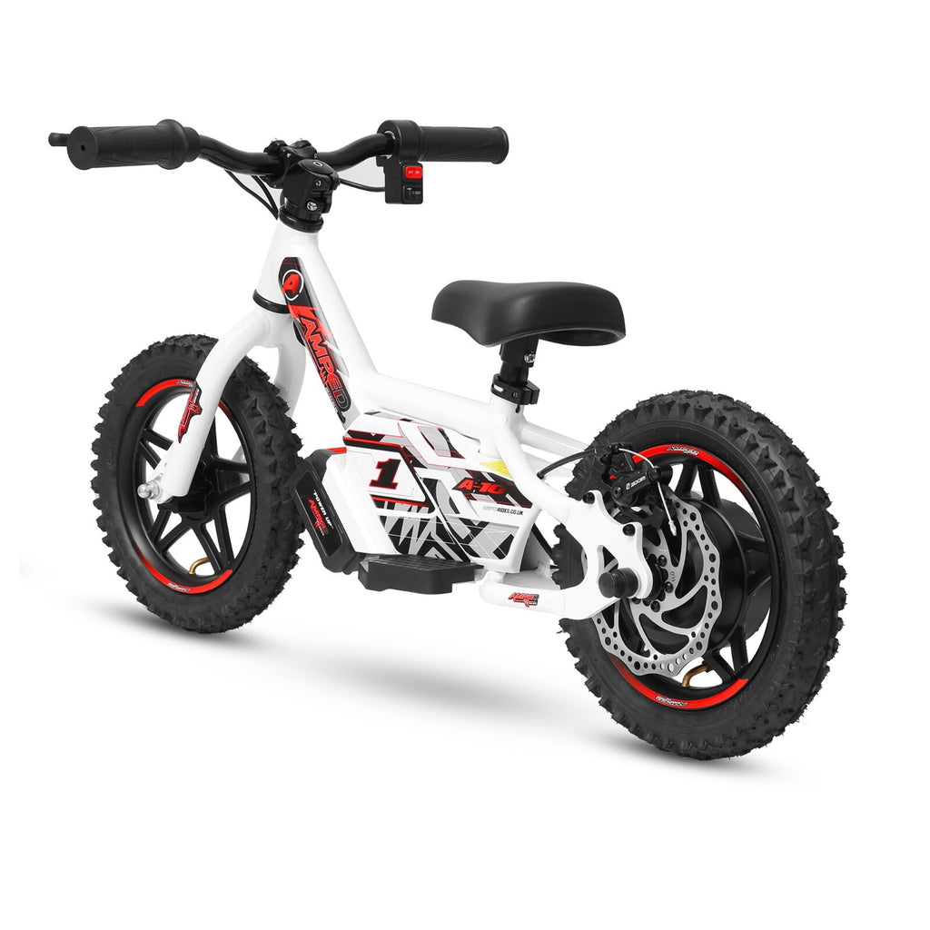 Amped A10 Black 150w 18v Electric Kids Age 3+ Balance Bike - White Red New 2025