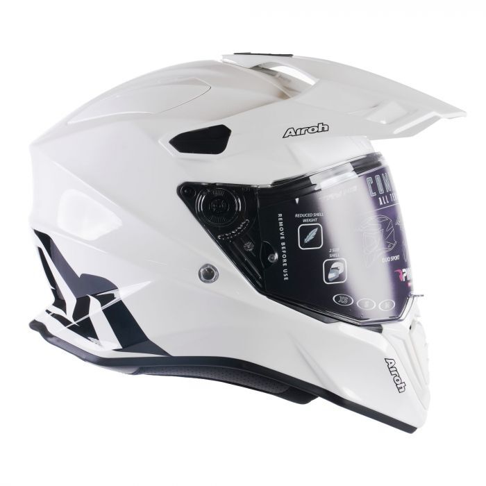 Airoh Commander Adventure ACU Gold Motorcycle Motorbike Helmet - Gloss White