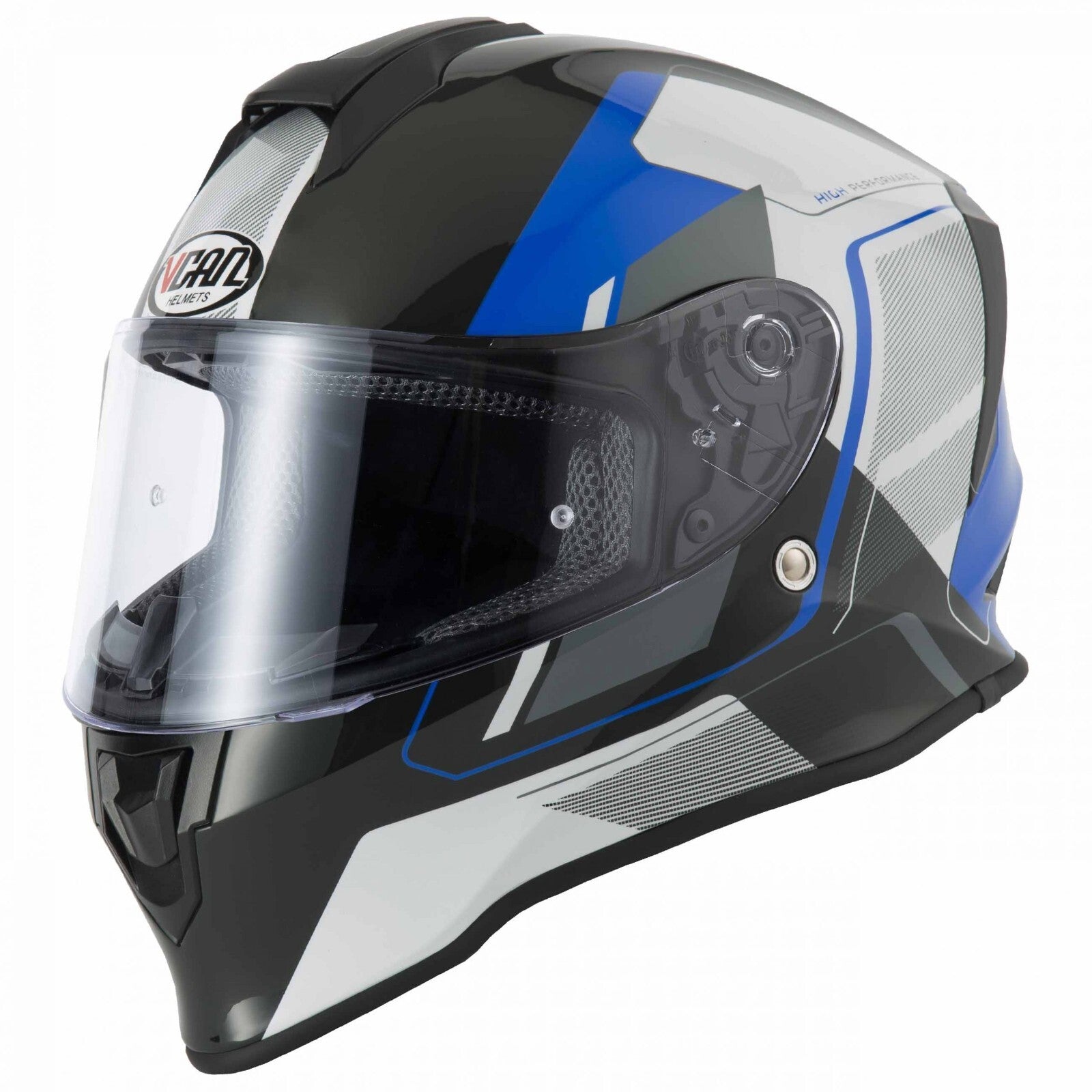 VCAN V151 Full Face Pulsar Blue ACU Gold Motorcycle Motorbike Helmet Black Blue