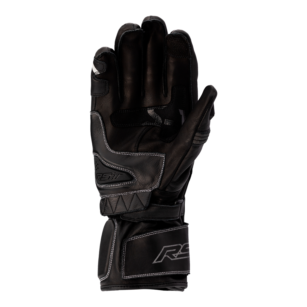 RST S-1 CE Approved Leather Sports Motorcycle Motorbike Gloves - Black White