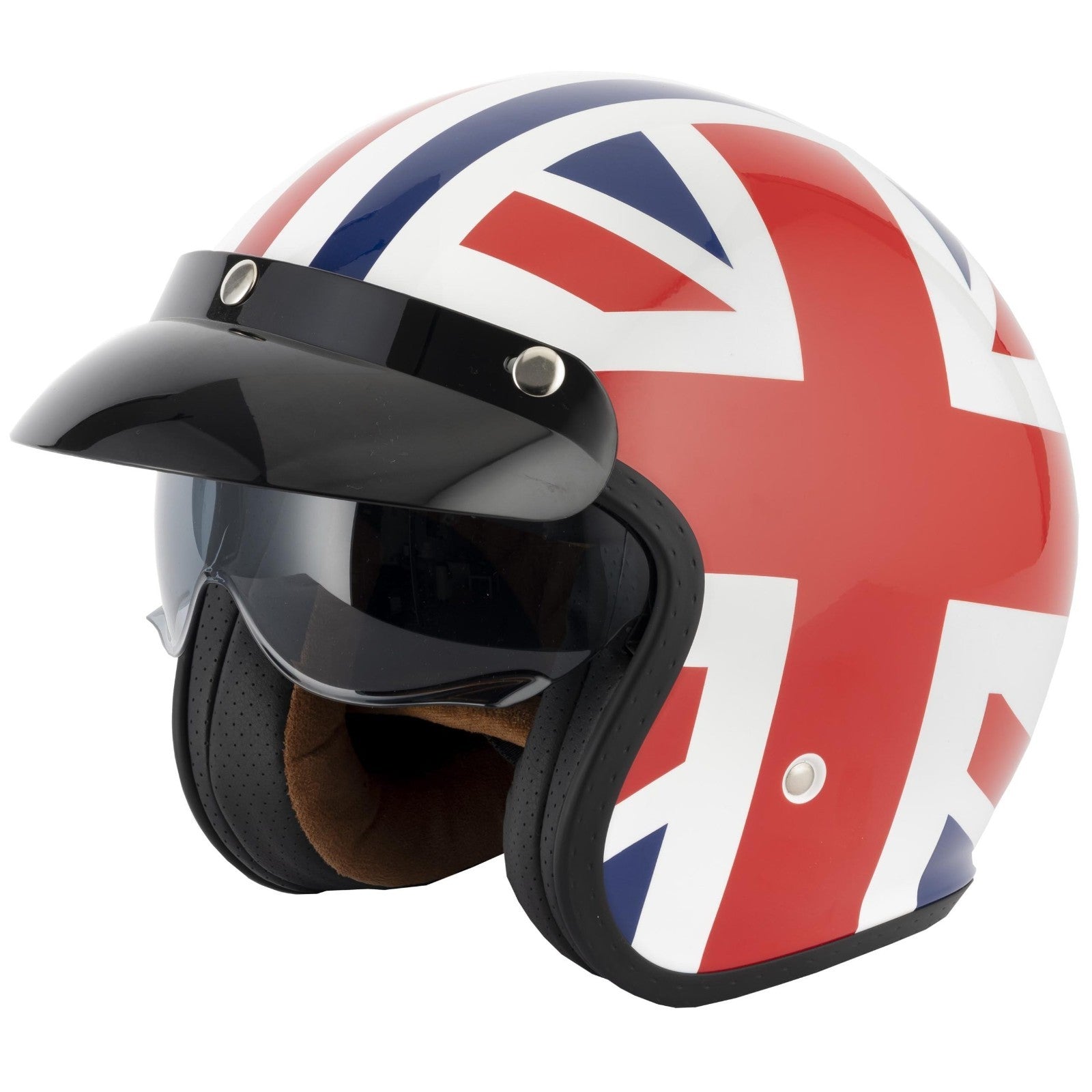 VCAN H589 Classic Retro Union Jack Open Face Motorcycle Motorbike Helmet
