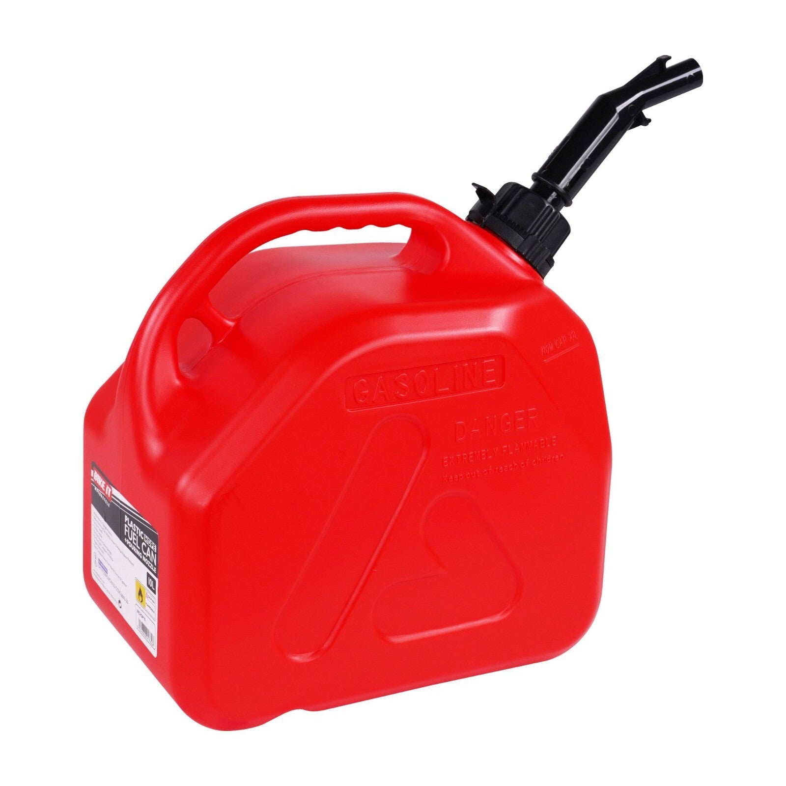 Bike IT 10 Litre Flow Control HDPE Auto Shut Off Fuel Petrol Jerry Can - Red